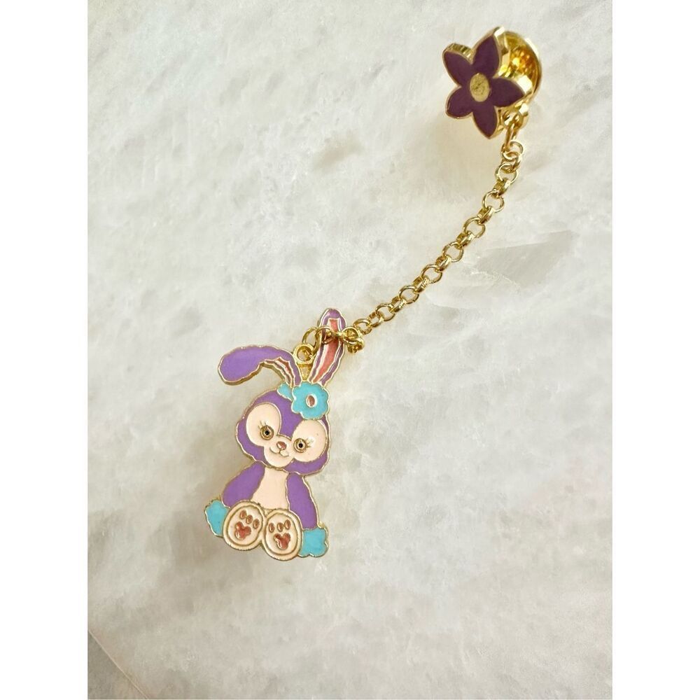 Purple bunny with flowers pin